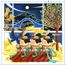 敦煌三兔共耳延展系列插画