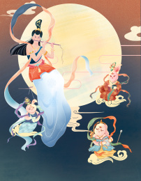 敦煌三兔共耳中国风延展插画