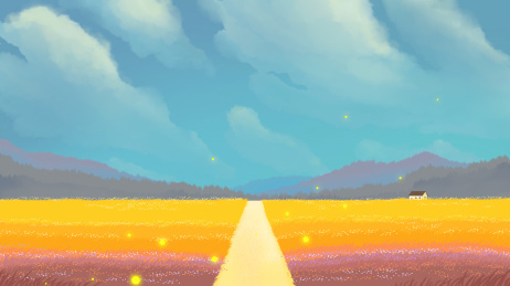 唯美浪漫秋天草地插画