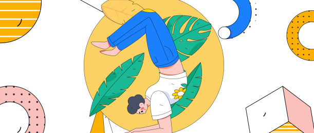 孟菲斯练习瑜伽身心健康扁平矢量概念运营插