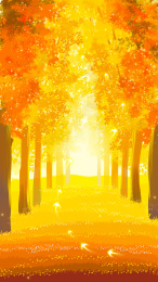 金秋树林唯美治愈插画