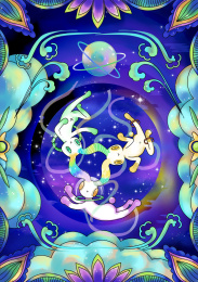 敦煌三兔共耳抽象兔子插画