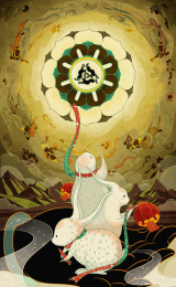 敦煌三兔共耳中国风延展插画