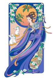 敦煌三兔共耳仙女延展插画