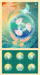 敦煌三兔共耳延展场景及表情