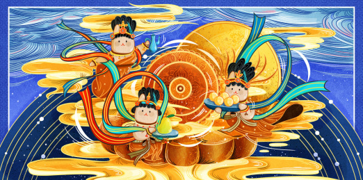 敦煌三兔共耳延展系列插画