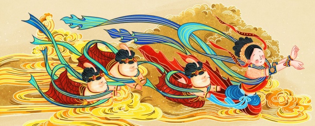 敦煌三兔共耳延展系列插画