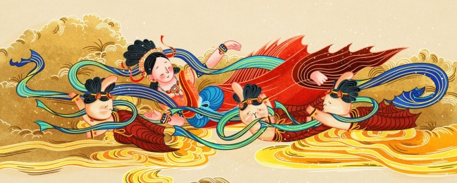 敦煌三兔共耳延展系列插画