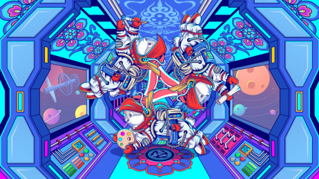 敦煌三兔共耳星际兔延展插画