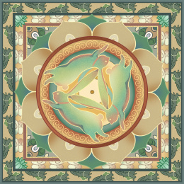 敦煌三兔共耳藻井风格插画