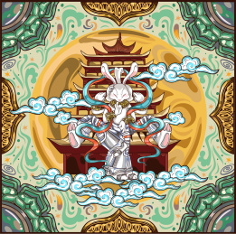 敦煌机械三兔共耳中国风插画