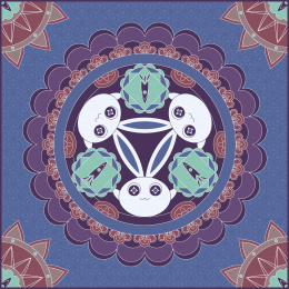 敦煌三兔共耳藻井风格延展插画