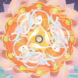 敦煌三兔共耳藻井风格兔子形象