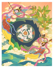 敦煌三兔共耳中国风延展插画