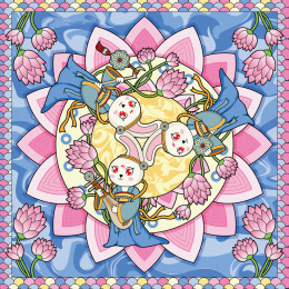 敦煌三兔共耳扁平风格藻井插画