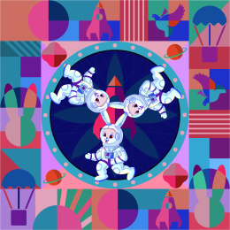 敦煌三兔共耳抽象宇航员形象