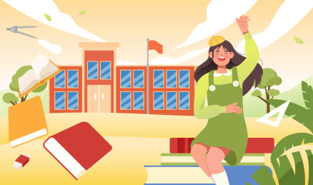 大学生新学期入学矢量分层插画