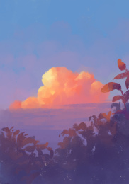 天空云朵和树叶