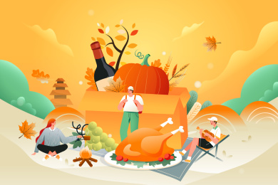 感恩节美食矢量插画