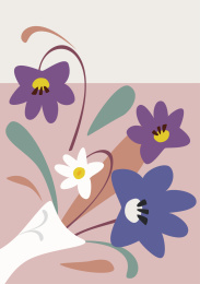 白色花瓶里的三色水仙花兰花矢量插画