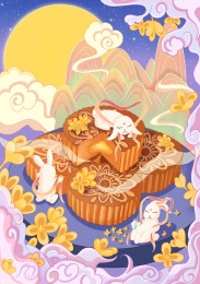 中秋节国潮插画