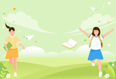 开学奔跑的学生插画