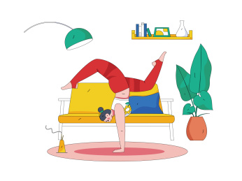 卡通健身瑜伽动作矢量插画