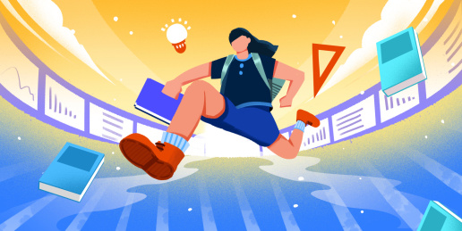 卡通手绘读书教育学习开学季插画