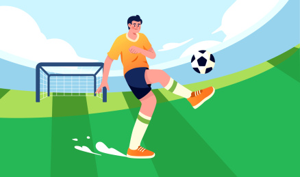 体育馆运动踢足球矢量分层插画