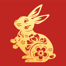 兔子新年剪纸矢量插画