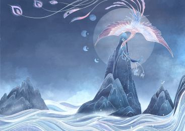 国潮凤凰昙花夜色