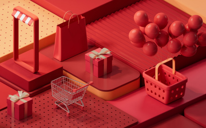 创意购物主题电商背景3D渲染