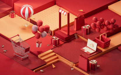 创意购物主题电商背景3D渲染