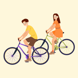 骑行的一对情侣