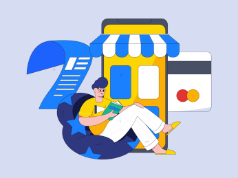 查看信用卡的人物扁平矢量概念运营插画