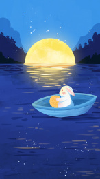 中秋传统节日月饼兔子氛围