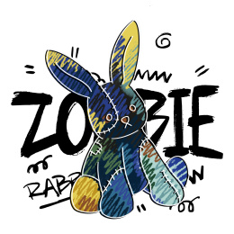 现代风格涂鸦玩偶兔