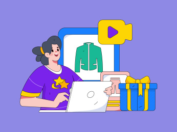 直播带货的网红电商人物矢量互联网插画