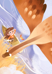 小女孩对大雁打招呼