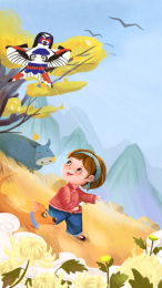 放风筝的小女孩