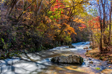 中国辽宁本溪老边沟秋季风光