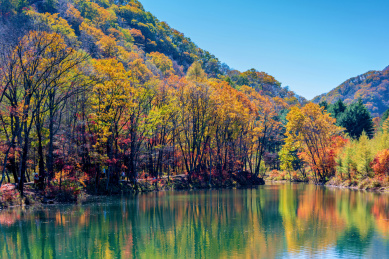 中国辽宁本溪老边沟秋季风光