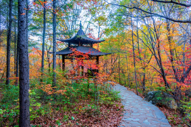 中国辽宁本溪老边沟秋季风光