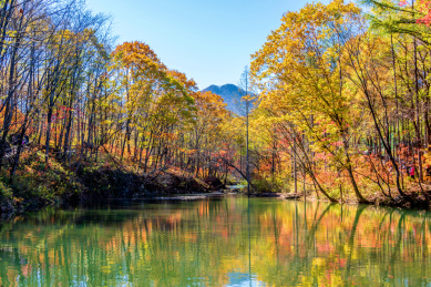 中国辽宁本溪老边沟秋季风光