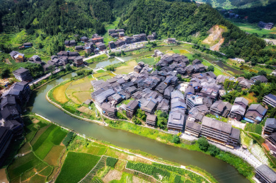 航拍中国广西柳州三江程阳八寨