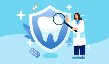 爱护牙齿刷牙矢量分层插画