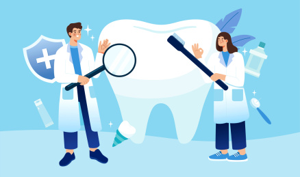 爱护牙齿刷牙矢量分层插画