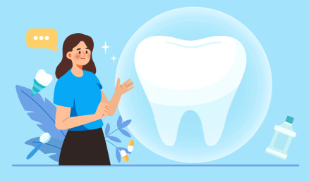 爱护牙齿刷牙矢量分层插画