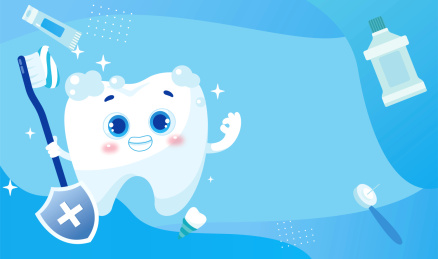 爱护牙齿刷牙矢量分层插画