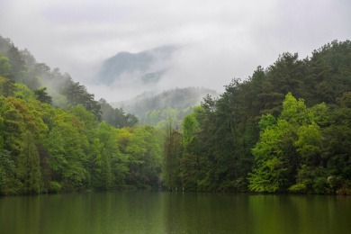 湖南衡阳南岳衡山华严湖水库自然风光
